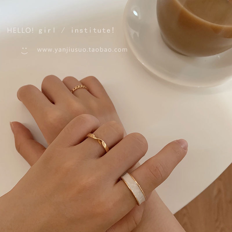 Gaya Jepang ringan mewah potong cincin perempuan ins populer Net khusus Merah bunga desain fashion k