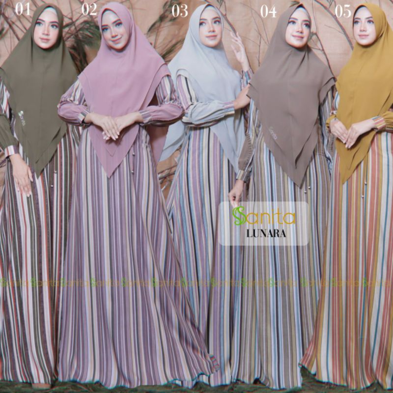 SANITA Lunara Syar'i - READY STOCK Set Syari Cantik Elegant Original