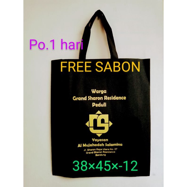 TAS SPUNBON SABLON 38X45 TAS UNTUK SOUVENIR WEDYNG SEMBAKO TASYAKURAN PROMOSI TOKO
