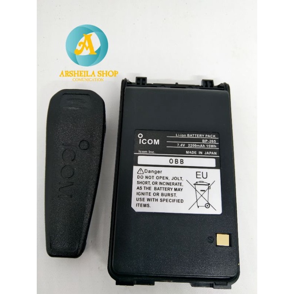 Batre ht icom v80 BP 265 lithium promo murah free beltclip