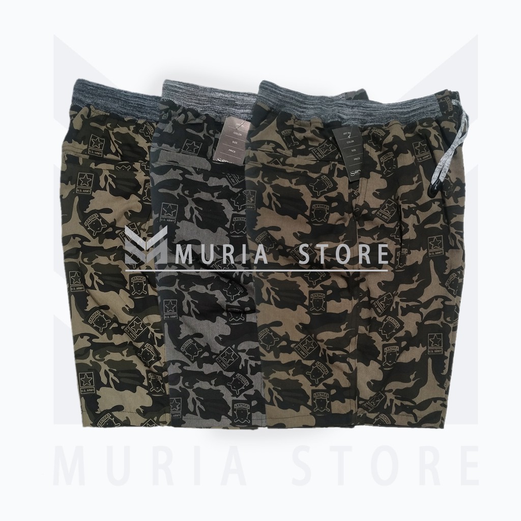 Celana Pendek Kolor Doreng Tali Pinggang Chinos Motif Doreng