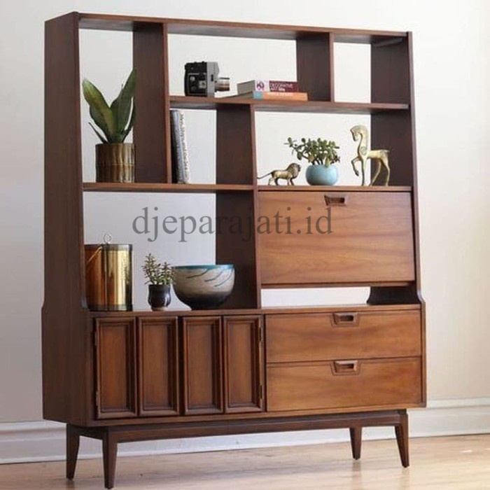 Partisi kayu jati terbaik rak buku terbaru modern