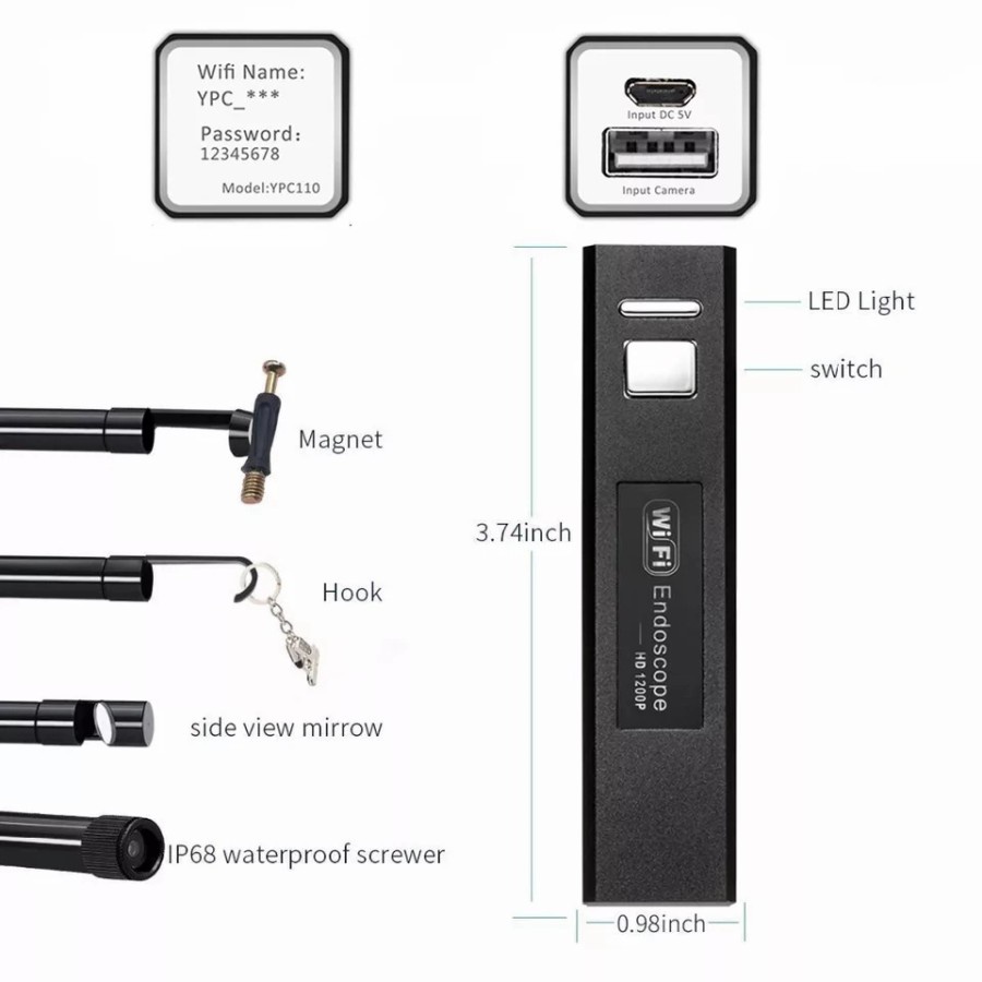 KAMERA ENDOSCOPE ANDROID 5 METER CAMERA MINI TERSEMBUNYI WIFI PENGINTAI KECIL WATERPROOF HD JS24