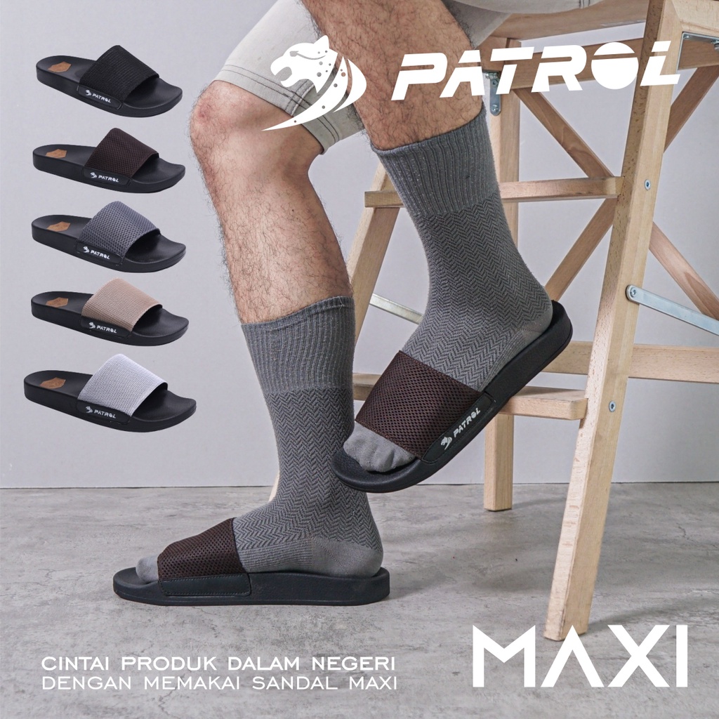 PATROL MAXI Sandal casual pria sendal slop cowok sandal slide in bahan mesh terbaru