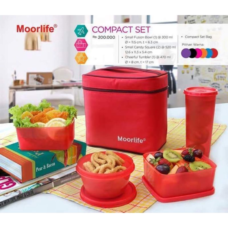 Lunch box isi komplit dari moorlife/Compec set/wadah makanan sudah pakai tas/Tempat Bekal /moorlife