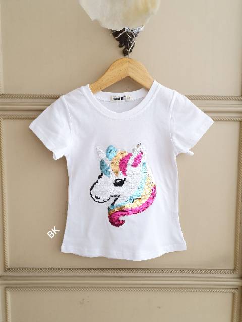 KAOS LED SEQUIN USAP BERUBAH WARNA NYALA LAMPU IMPORT / KAOS LAMPU UNICORN HAPPY FLIP SEQUIN