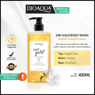 BIOAQUA 24K Gold Body Wash 400ml Shower Gel English Pear &amp; Freesia