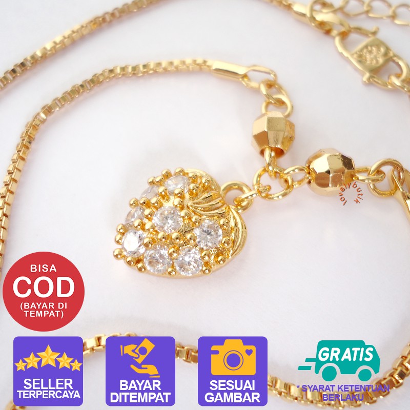 Lovelybutik  Xuping Kalung Cantik Anak Perempuan Kalung Anak Xuping Emas Model Koye Permata Stoberi