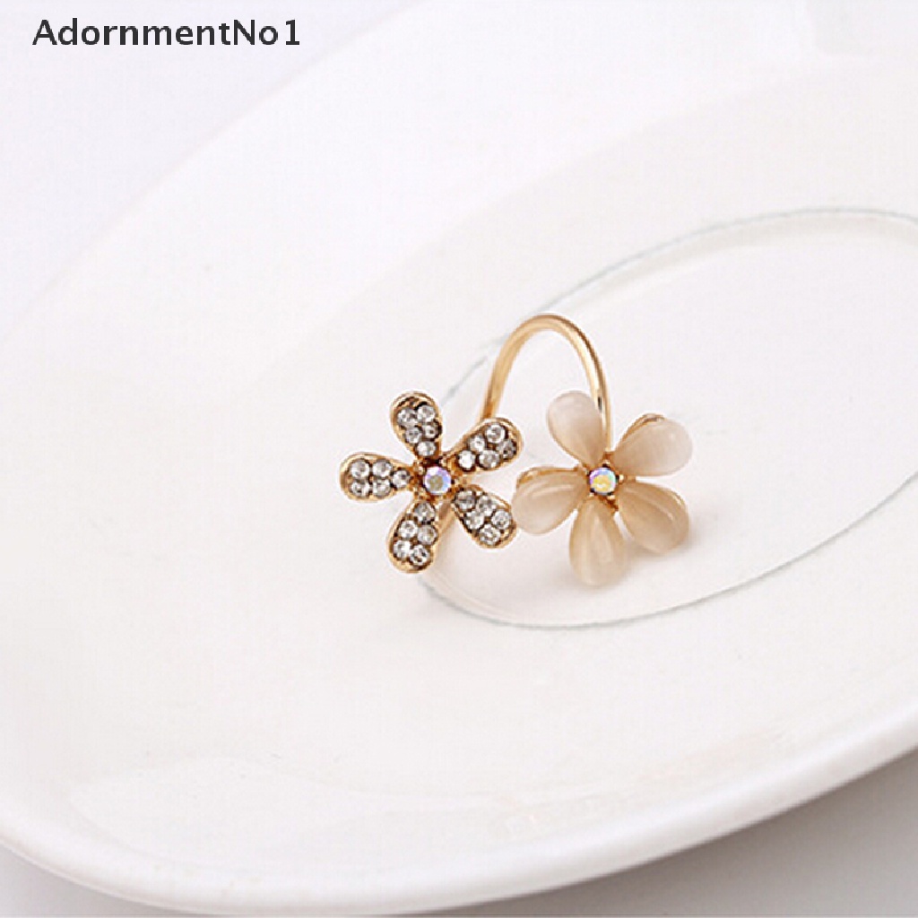 (AdornmentNo1) Cincin Bunga Aster Aksen Kristal + Berlian Imitasi Warna Gold Untuk Perhiasan Wanita