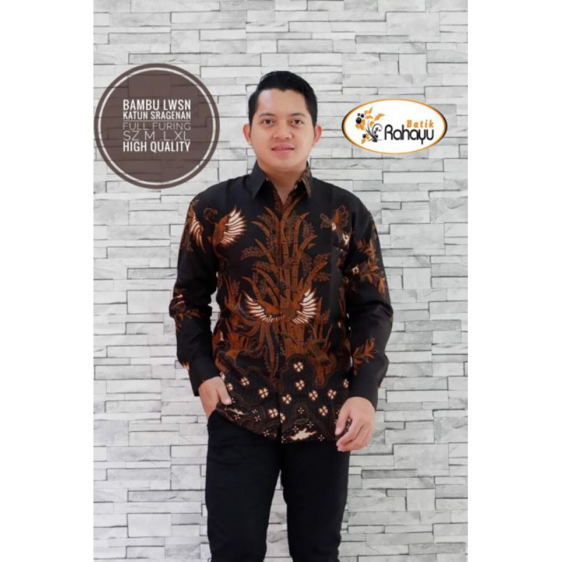 Kemeja Batik Lengan Panjang Pria Batik Pria Hitam Lengan Panjang BAMBU LWSN