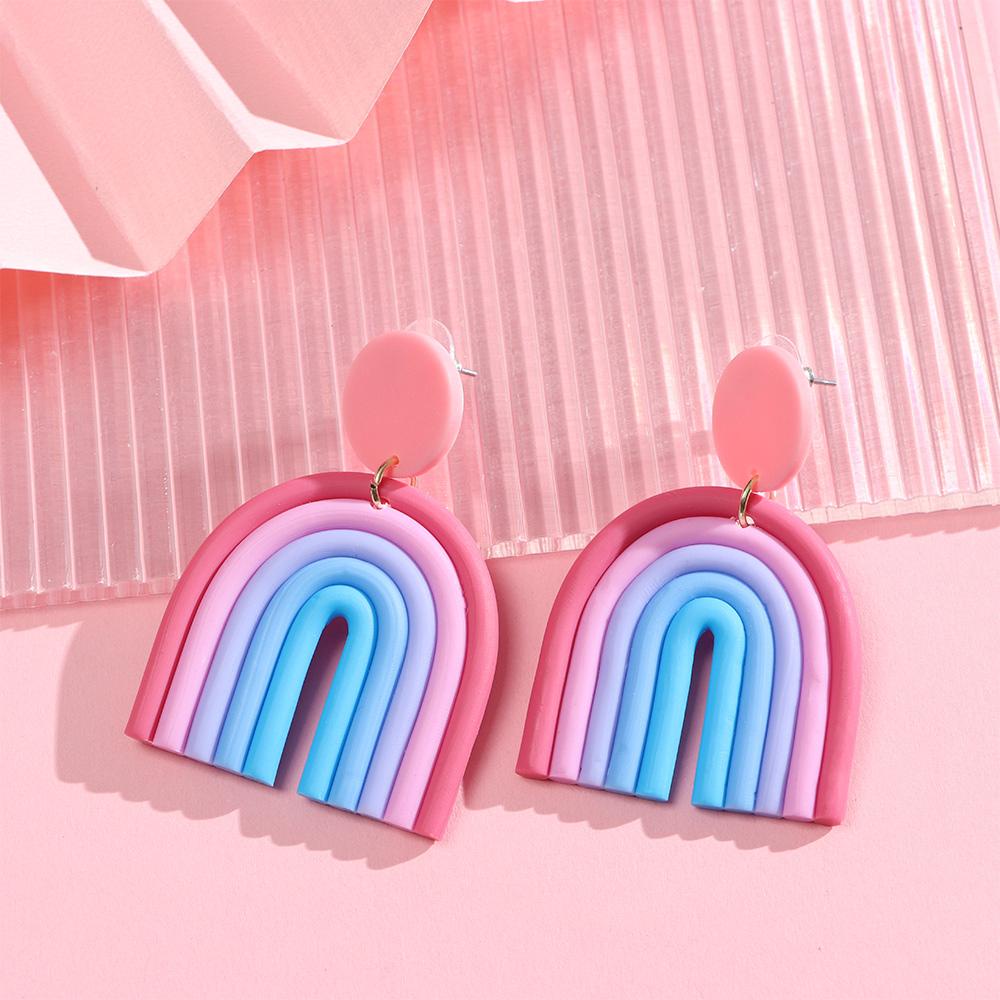 Anting LILY Menjuntai Drop Earrings Rainbow Colors Gradasi Retro Candy Color