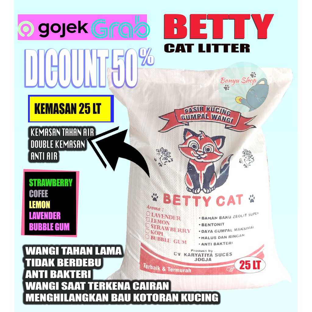 BATTY 25 LITER-PASIR GUMPAL WANGI-PASIR KUCING GUMPAL WANGI