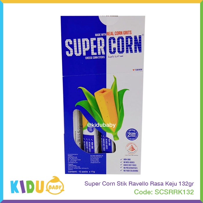 SuperCorn Stik Ravello 132gr Cemilan Snack / Super Corn Stik Cemilan Sehat / Kidu Baby