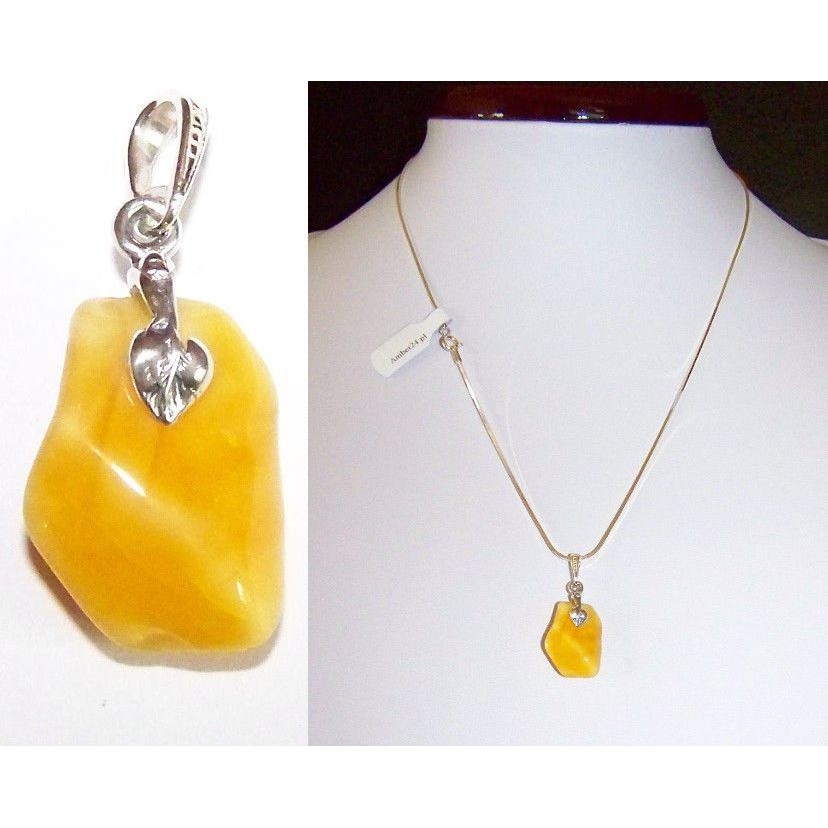 Natural Baltic Amber Pendant Sterling Silver 925 JAR107