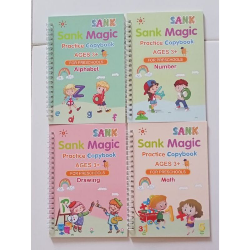 SANK Magic Practice Copybook 1 Set Isi 4 Buku, Pena dan Refill