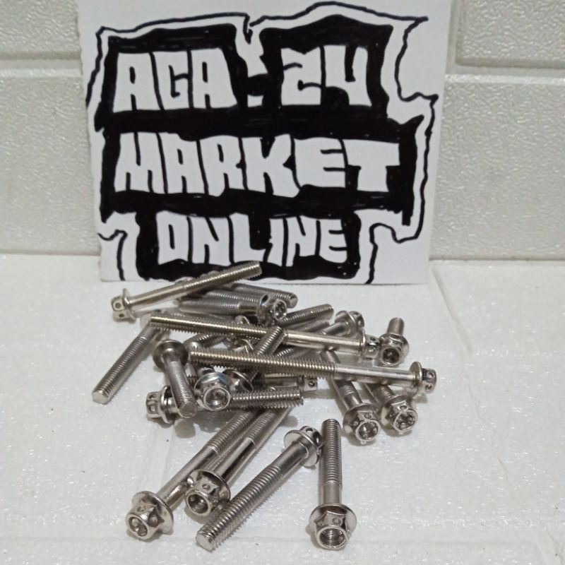 BAUT PROBOLT BLOK MESIN FULL SET KIRI KANAN HONDA TIGER NEW TIGER LAMA CROME ANTI KARAT
