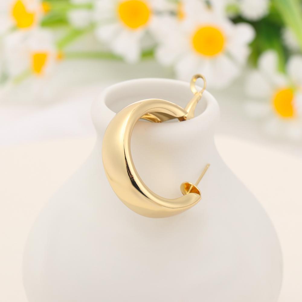 Lily Hoop Earrings Warna Emas Perak Pesta Travel Jewellry Anting Logam