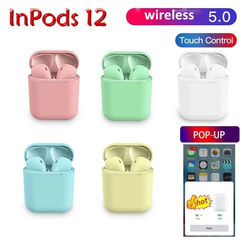 [WS] Headset Bluetooth I12 Macaron Earphone Bluetooth 5.0 Twins inpod i12