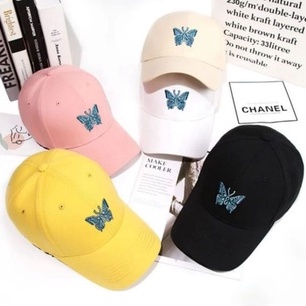 topi Baseball Cap Butterfly Bordir Cute Wanita Dewasa