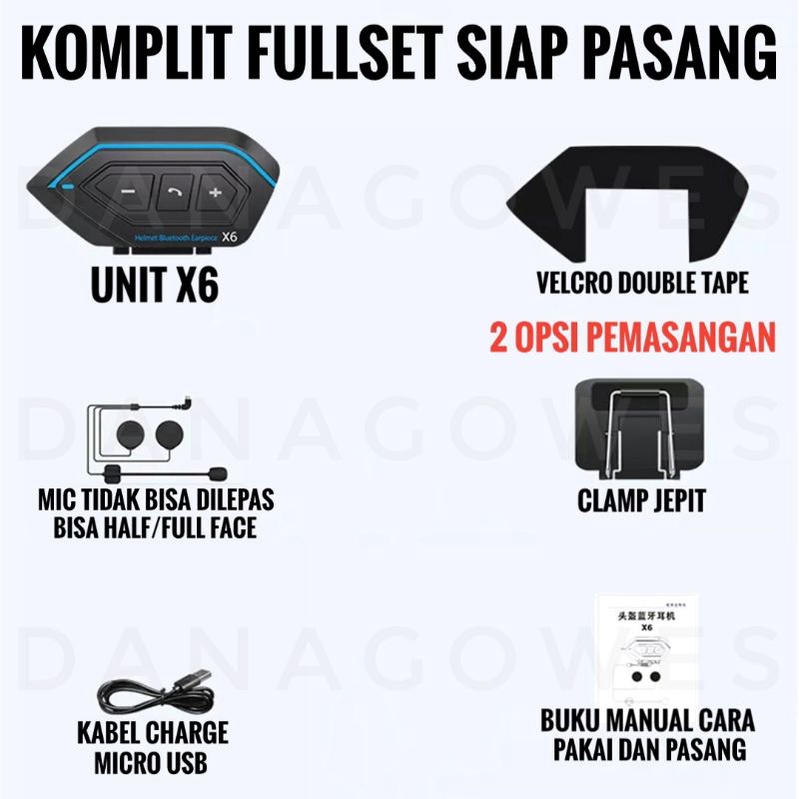 X6 Bluetooth Helm | Super Bass Clarity | BUKAN INTERCOM-1