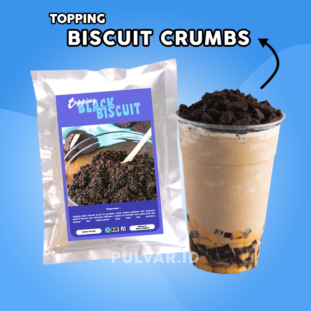 TOPPING BISCUIT  CRUMB / REMAHAN BISCUIT / TOPPING BLACK CRUMBS / REMAHAN CRUMB HALUS / BISCUIT CRUMB KASAR 250GR