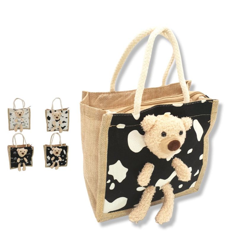 Tote Bag Boneka Kanvas+ Karung Sintetis/Tas Anak Multifungsi/ Tas Jinjing Mini/ Tote Bag Mini