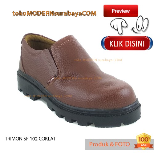 TRIMON SF 102 COKLAT sepatu kerja pantovel pria safety