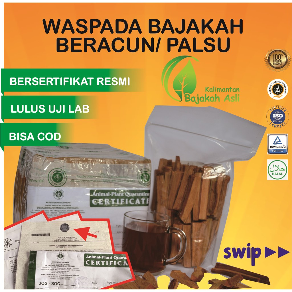Kayu bajakah asli kalimantan+sertifikat karantina kemasan 200 gram