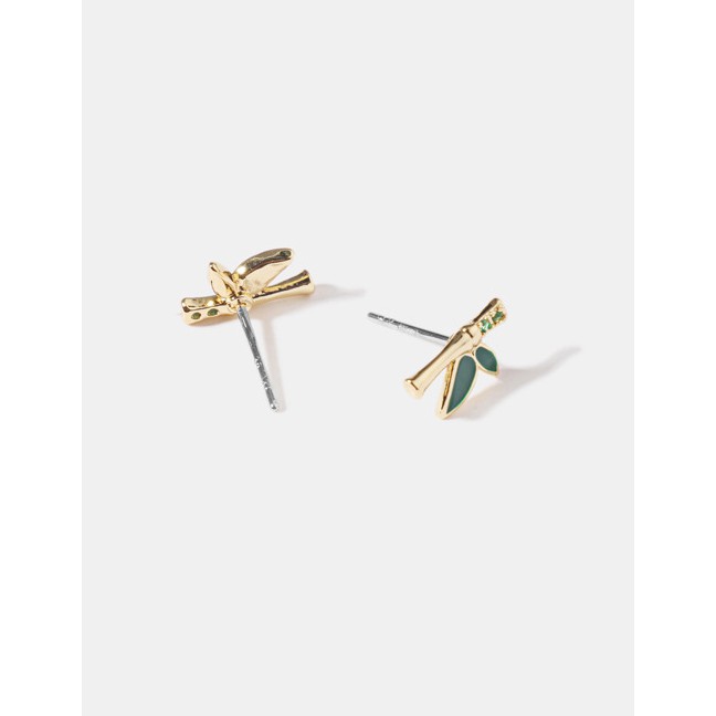 LRC Anting Tusuk Fashion Gold S925 Silver Zircon Earrings D15309