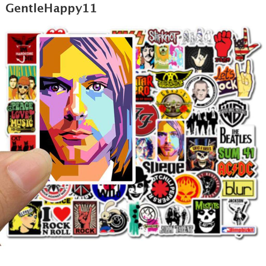 52pcs Stiker Rock and Roll Gaya Hip Hop Punk Untuk Ponsel Laptop Gitar Mobil