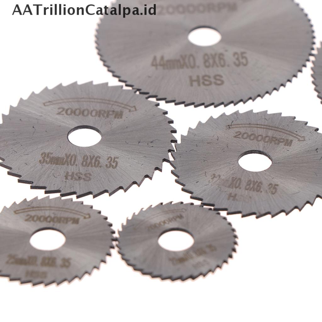 7 Pcs / Set Alat Cakram Pemotong Mandrel HSS Rotary Saw Blade Cutoff