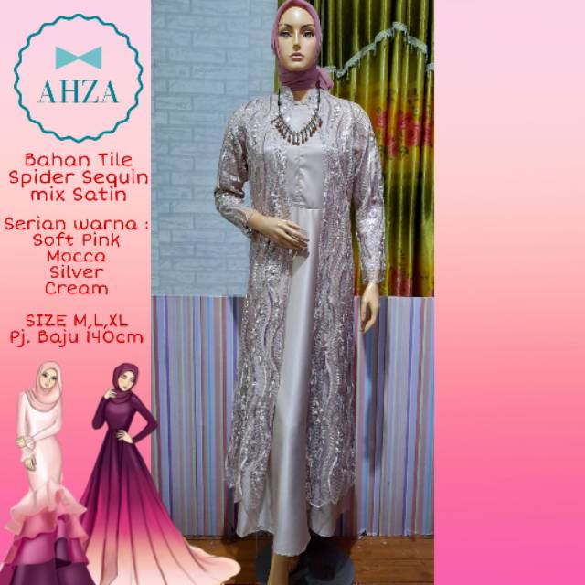 AHZA GAMIS PESTA BUSUI TILE SPIDER SEQUIN SIZE M,L,XL