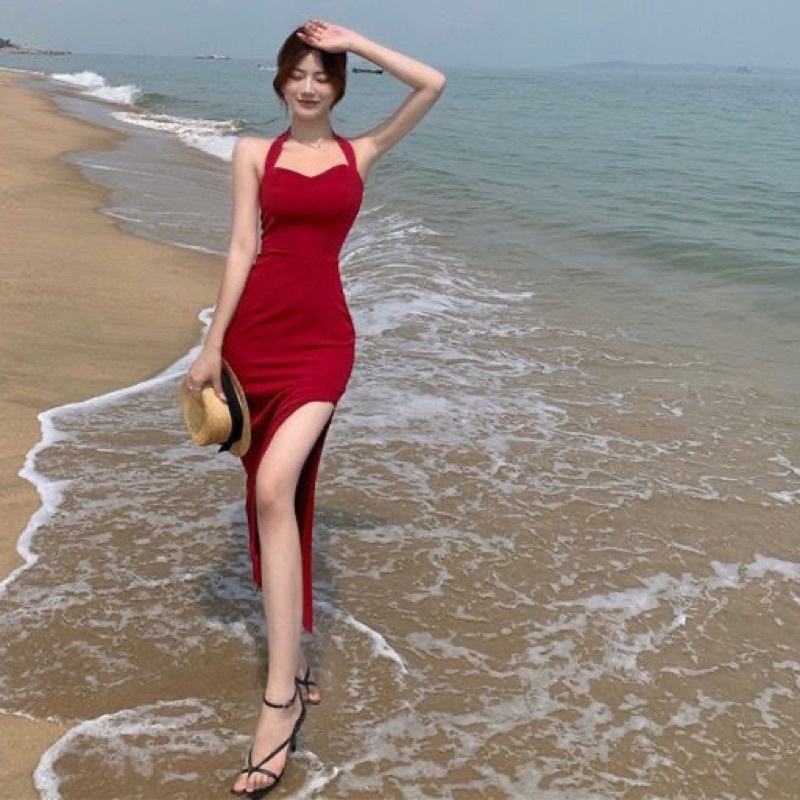 DB17/19 Sexy midi dress bodycon halter / Dress pantai / dinner dress