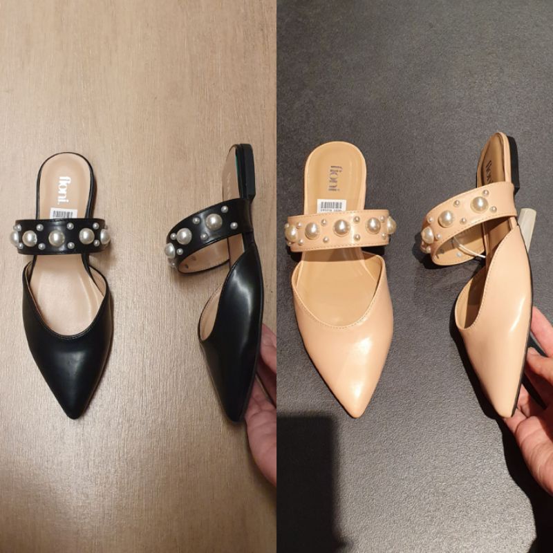 Jastip Termurah Payless by Goddes Sepatu Mule Runcing Flatshoes Mules Lancip Fioni Mutiara Pearl Emb