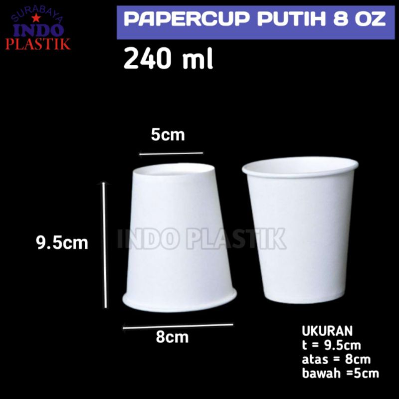 50PCS GELAS PAPER CUP 8OZ KERTAS POLOS FOAM PUTIH KECIL MINI HOT KOPI PANAS COFFE
