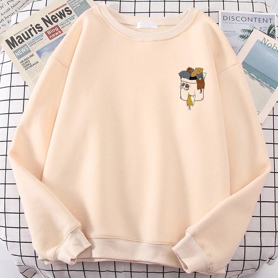 SWEATER CREWNECK CAT IN THE CUP / SWEATER WANITA TEBAL