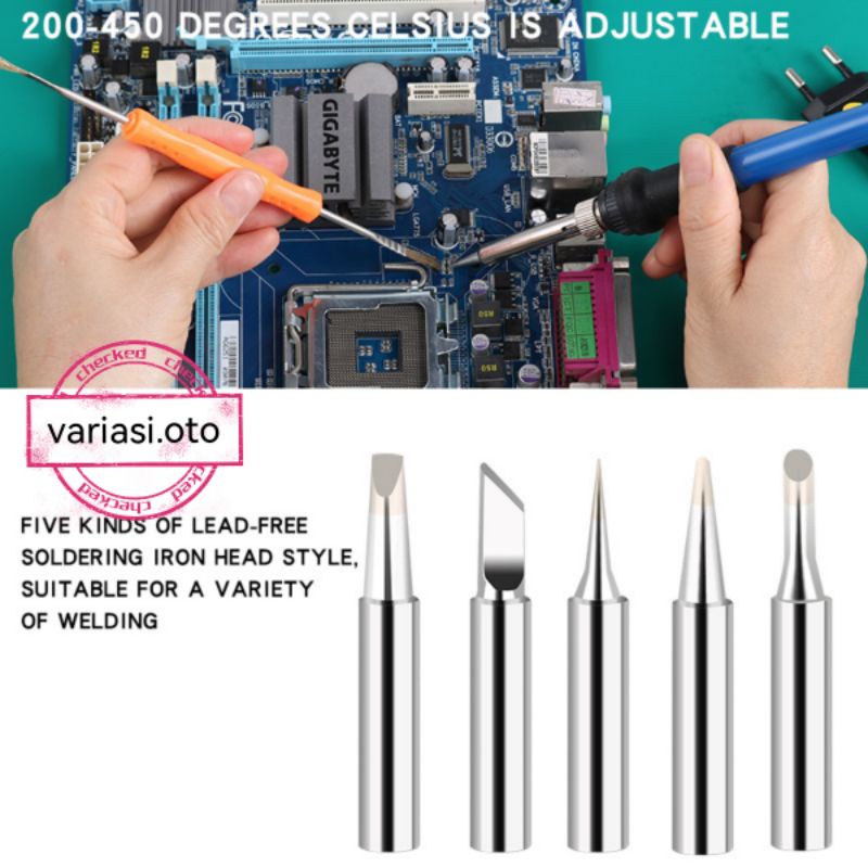 Solder Dengan Tombol Pangatur SUHU 200-450C 220V 60W Paket SET