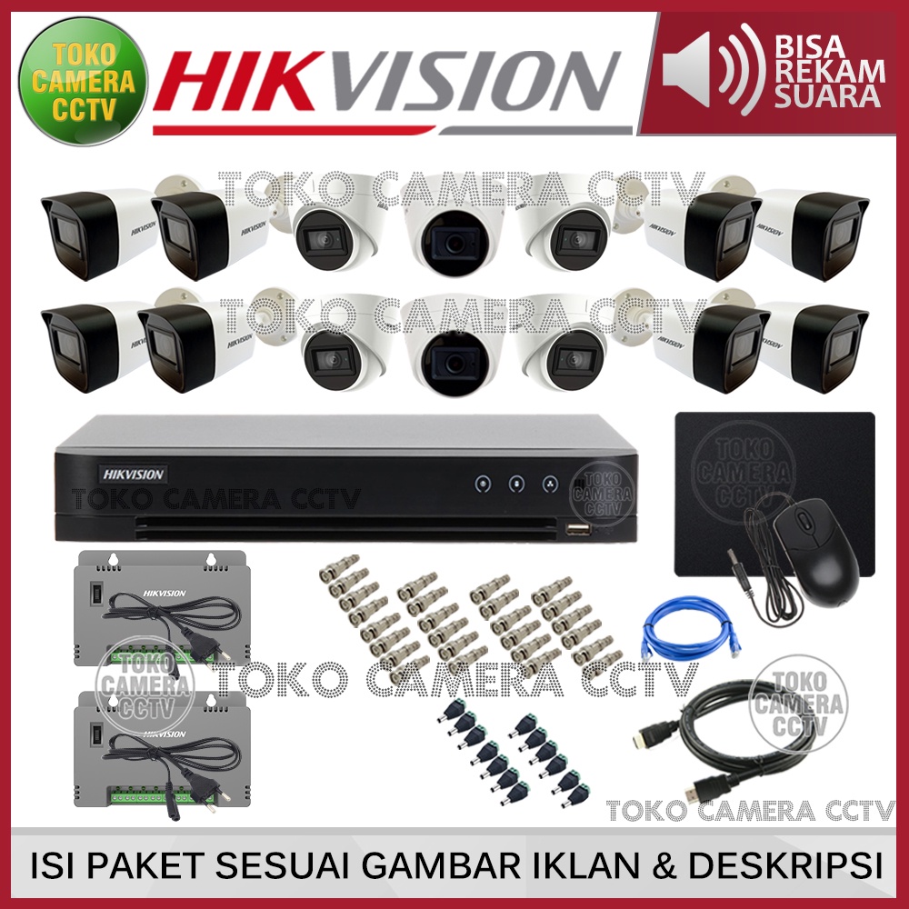 PAKET CCTV HIKVISION 5MP 16 CHANNEL 13 KAMERA AUDIO