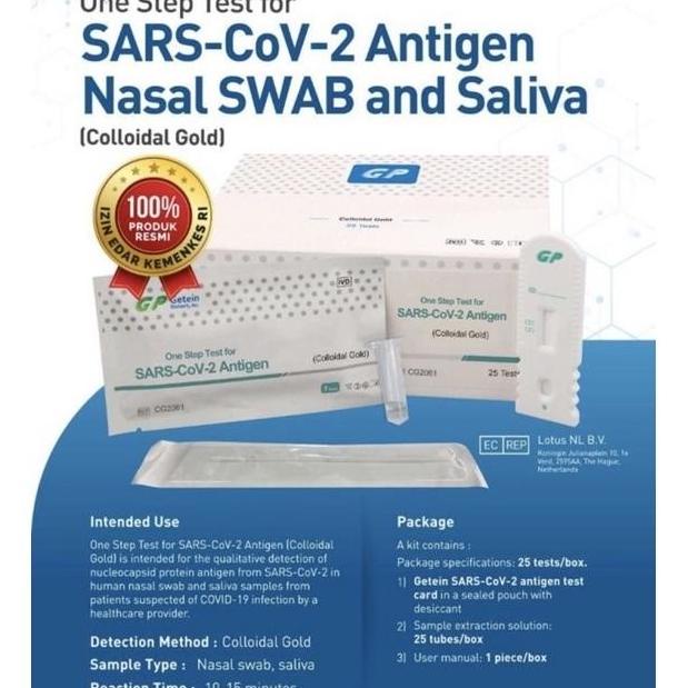 Original Ready Swab Antigen Gp Getein Biotech Isi 25Pcs Majdinafhi