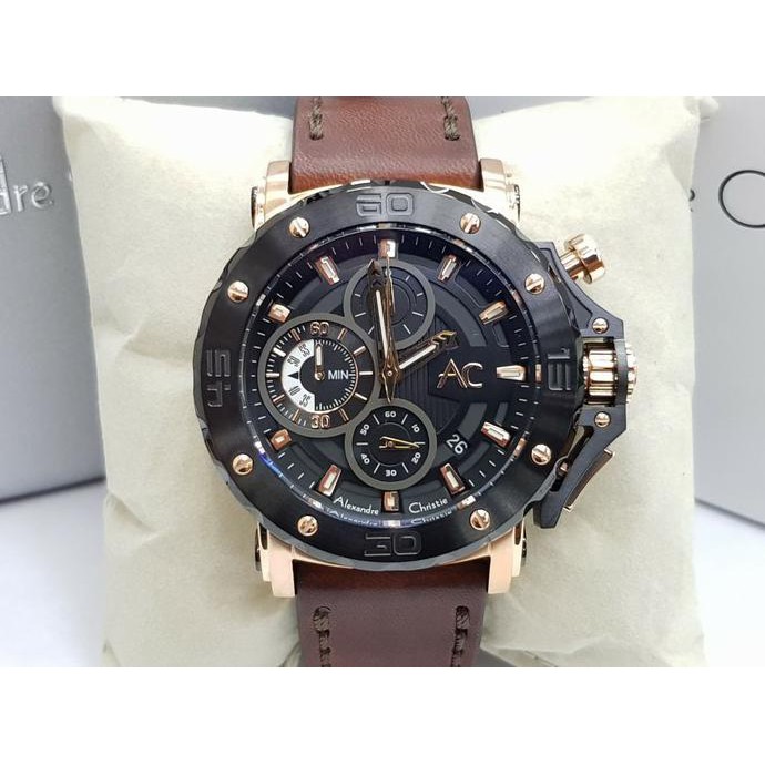 Barang Berkualitas ALEXANDRE CHRISTIE AC 9205 LEATHER. ROSEGOLD. GARANSI RESMI 1TAHUN ON SALE