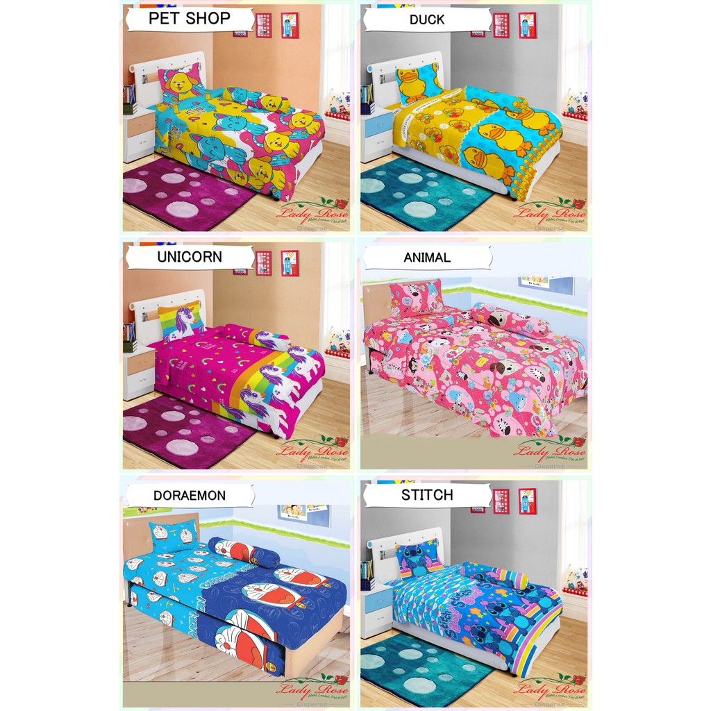 Sprei Set KARAKTER Single 120x200x20cm Lady Rose Banyak PILIHAN !!!