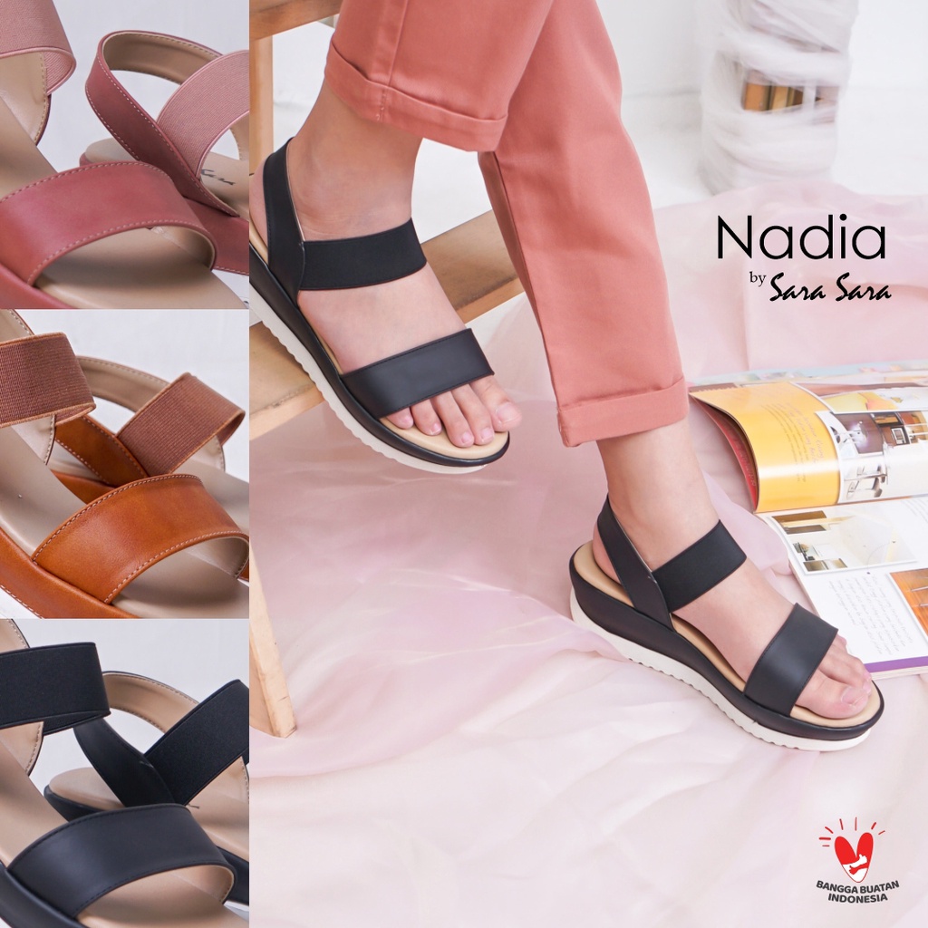 Sandal Wedges Wanita Sara Sara Nadia sendal tali casual sandal wanita tinggi terbaru