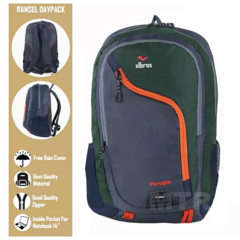 DAYPACK RANSEL UNISEX SERI PERUGIA TAS RANSEL PUNGGUNG PRIA ORIGINAL ELBRUS