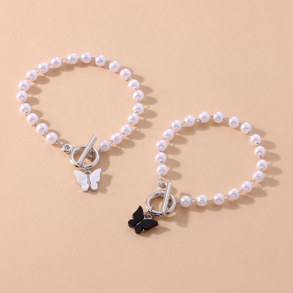 Butterfly Pendant, Pearl Bracelet Accessories Temperament Versatile Simple  Retro