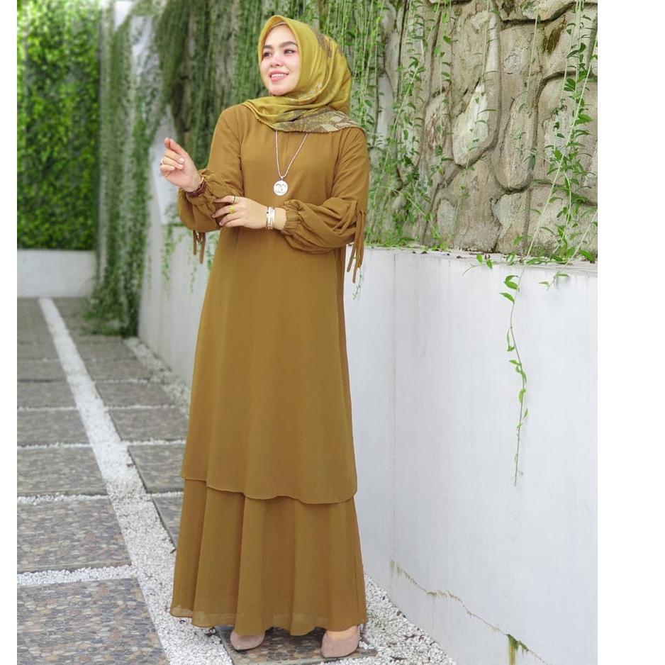 [PRODUK KQIVD] Sinta Set / Setelan Gamis Ceruty Babydoll / Kekinian / Fashion Muslim / Dress Wanita 