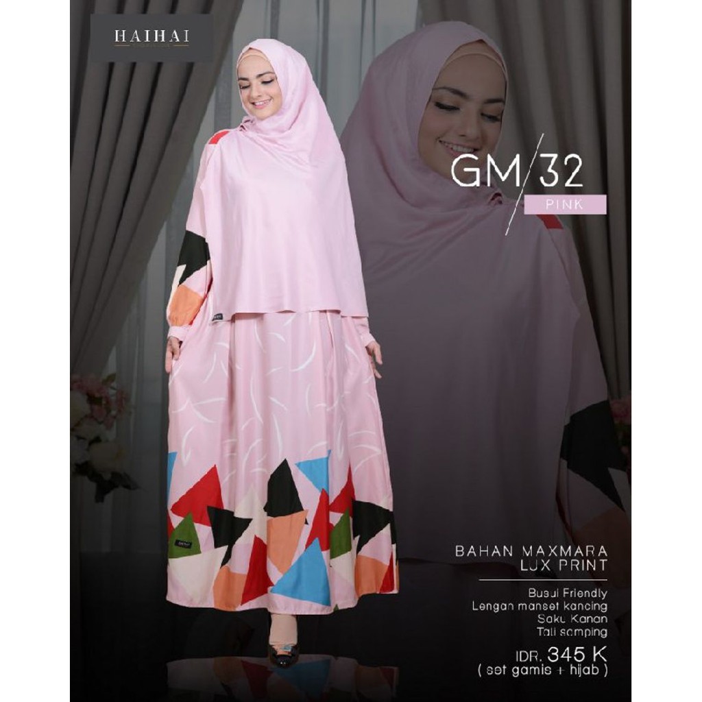 HAITWO GM 32 GAMIS WANITA ONE SET ( SET GAMIS + HIJAB ) | BAJU MUSLIMAH SYARI'I PREMIUM