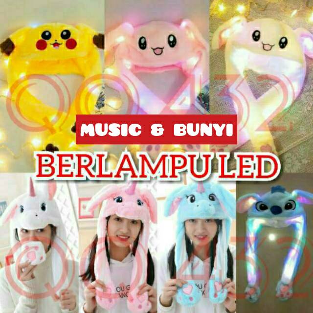 Jual (READY PASURUAN) (COD) TOPI ANAK BUNNY HAT LED & BUNYI TIK TOK ...