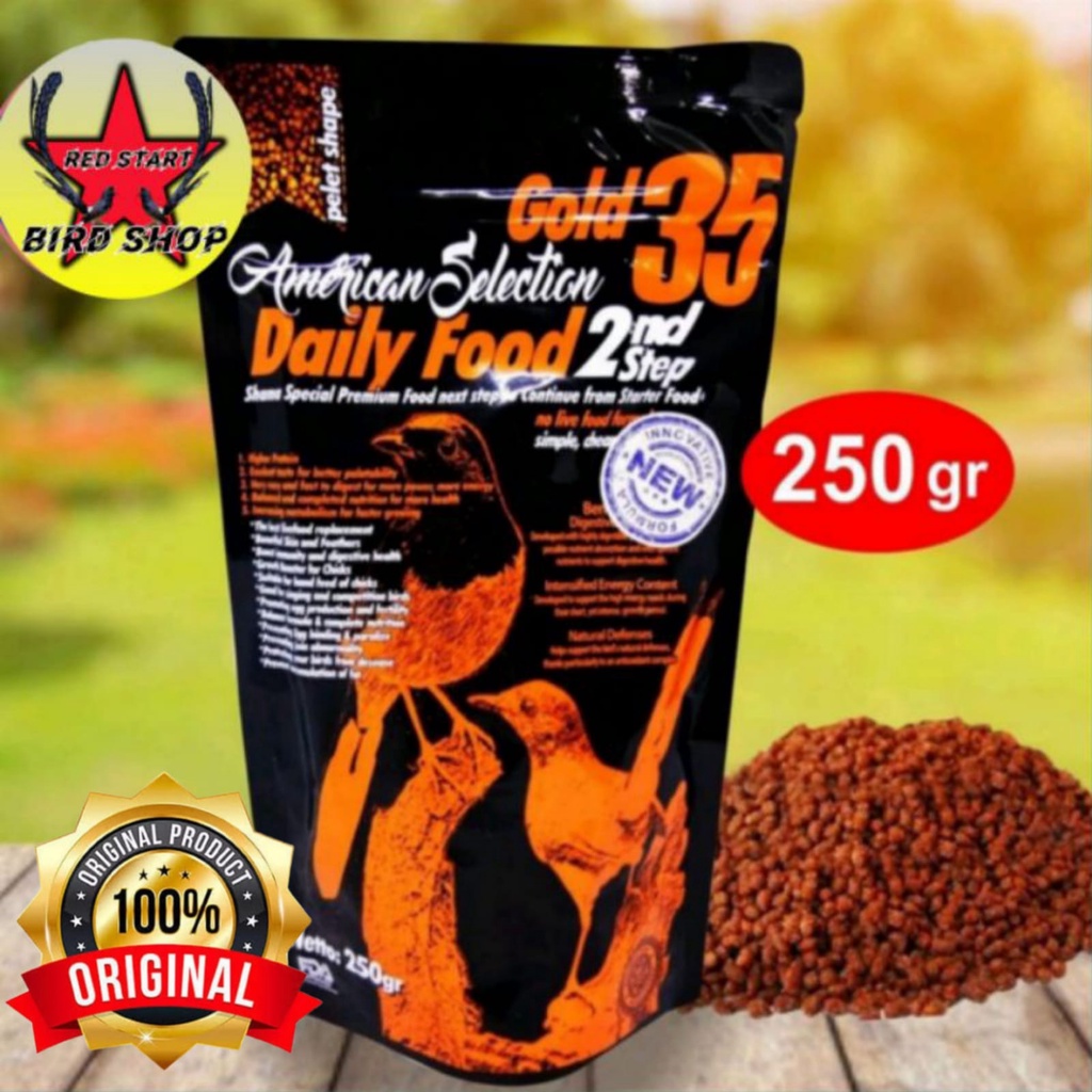 AMERICAN SELECTION AMS GOLD35 2NDSTEP 250GR PAKAN MURAI KACER VOER PUR KASAR 250 GRAM 2 STEP