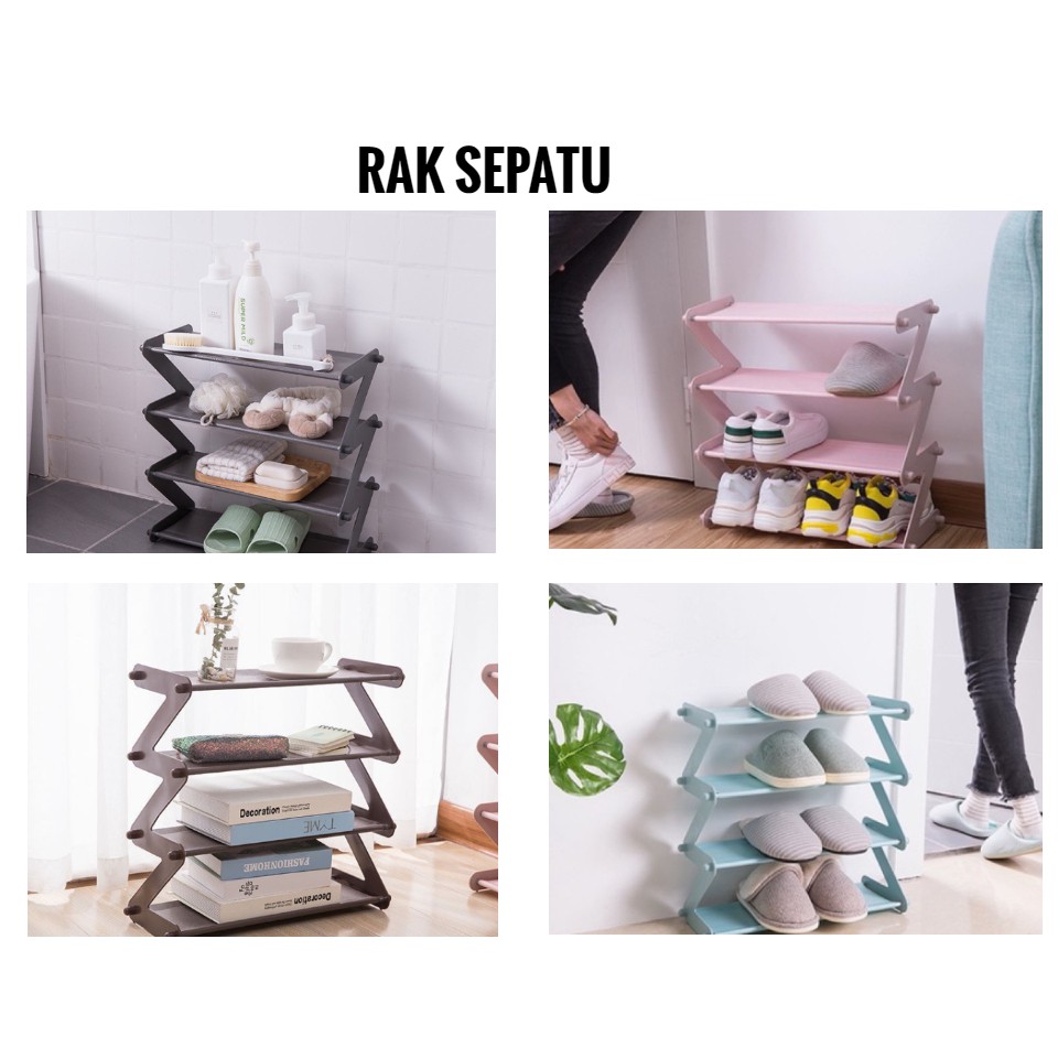 Rak Sepatu Mini 4 Susun Rak Buku Serbaguna Homeliving