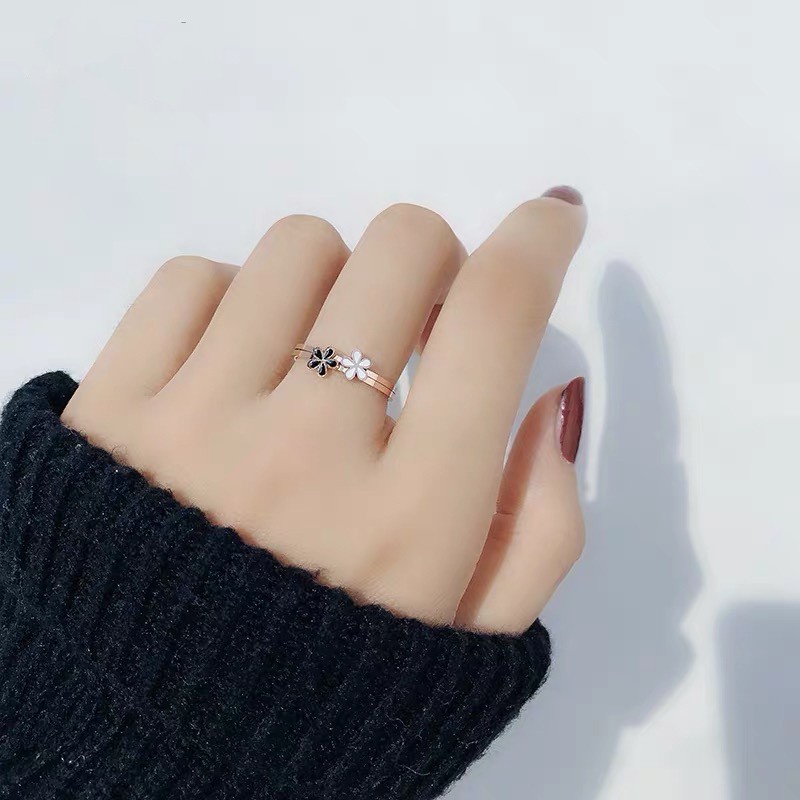 Bintang Hati Bulat Persegi Salib Cincin Baja Titanium Perempuan Sederhana Fashion Perhiasan Cincin Anti Karat